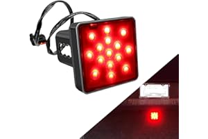 gunhunt 1 PC Car LED Brake Light, 2" Receiver 15 LED Super Bright Bayonet Tail Light Driving Brake Light with Wiring Harness, Plug and Play Tail Light Replacement Bulb, Universal for Trailer (Red)