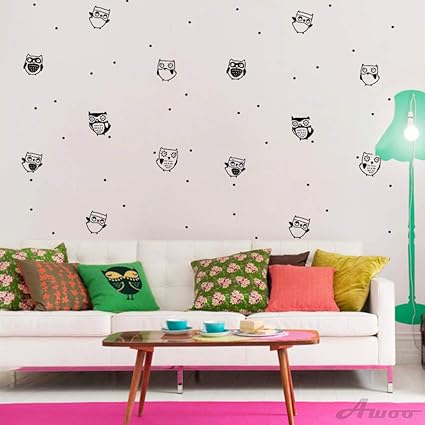 Gratuit Images Hlymnb Belle Hibou Stickers Muraux Mignon Animal Papier Peint Pvc actualisé par