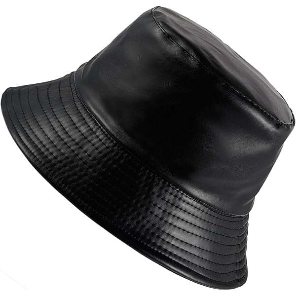 Fashionable Black Top Grain Thick Faux Vegan Leather Bucket  display picture 3