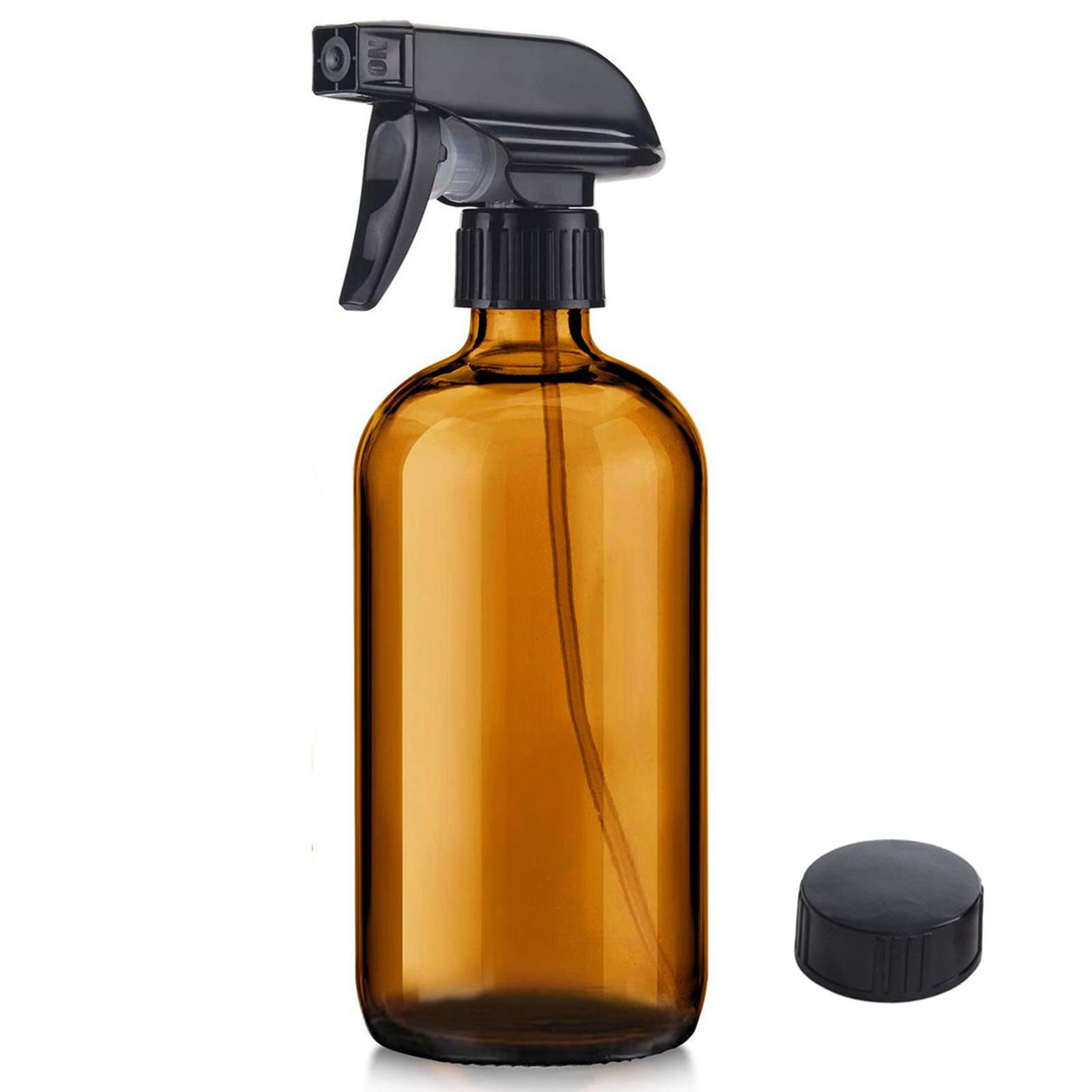 Glass Spray Bottle, Niuta 16 OZ Amber Glass Empty Spray Bottles with Labels for Plants, Pets, Essential Oils, Cleaning Products (1 Pack, Amber)