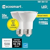 EcoSmart 50-Watt Equivalent PAR20 Dimmable Energy Star LED Light Bulb Bright White (2-Pack)