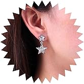 Iaceble Boho Cz Star Drop Earrings Crystal Star Earrings Sliver Star Dangle Earrings Rhinestone Double Star Earrings Lucky Star Stud Earrings Jewelry for Women