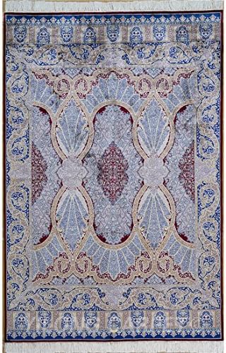 Yilong Carpet 4' x 6' Hand Knotted Silk Rug Classic Gate of God Traditional Persian Handmade Silk Rugs (Purple ) WK127A4X6