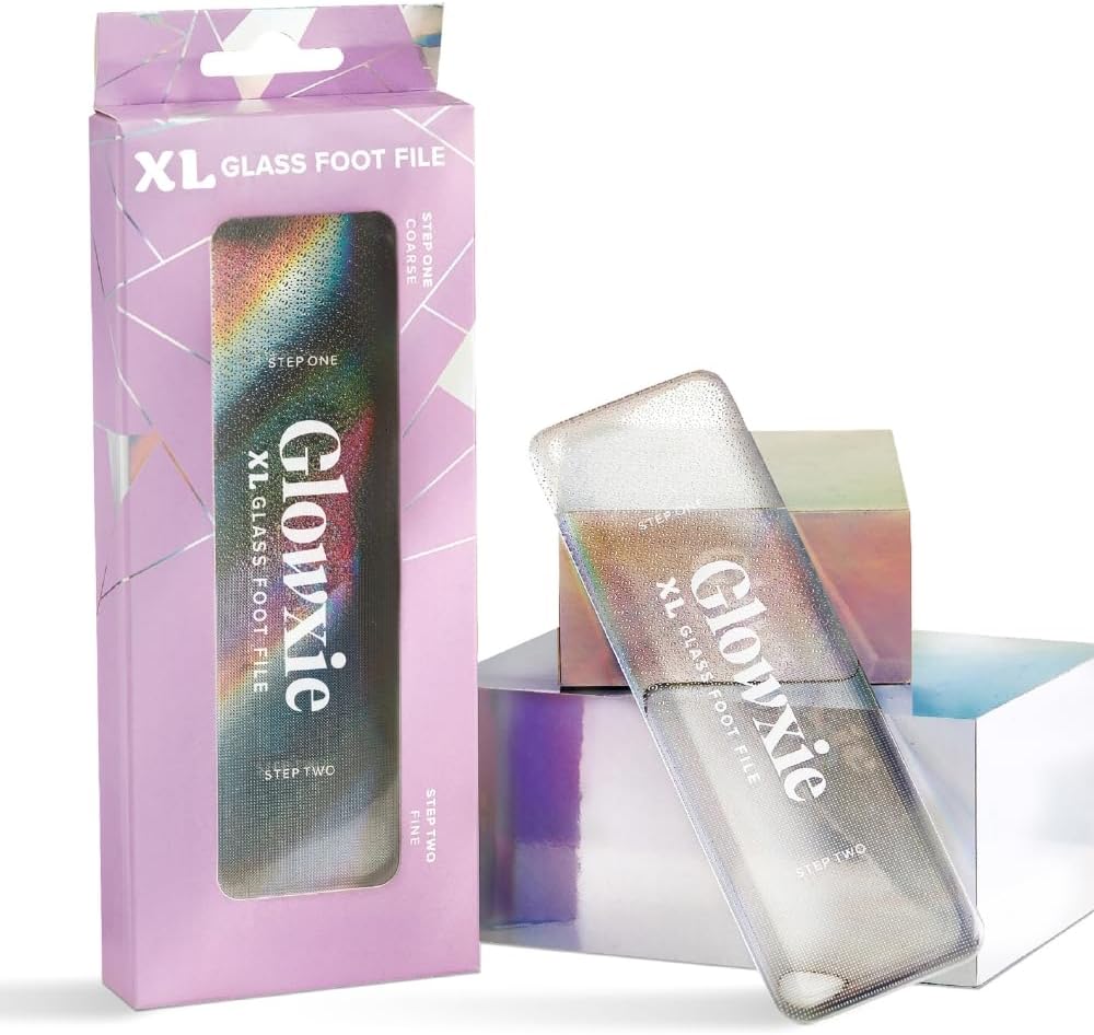 Glowxie XL Glass Foot File 2-in-1 Scub Buff Hypoallergenic Callus Remover