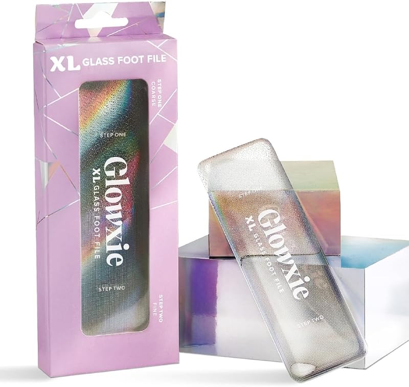 Glowxie XL Glass Foot File 2-in-1 Scub Buff Hypoallergenic Callus Remover