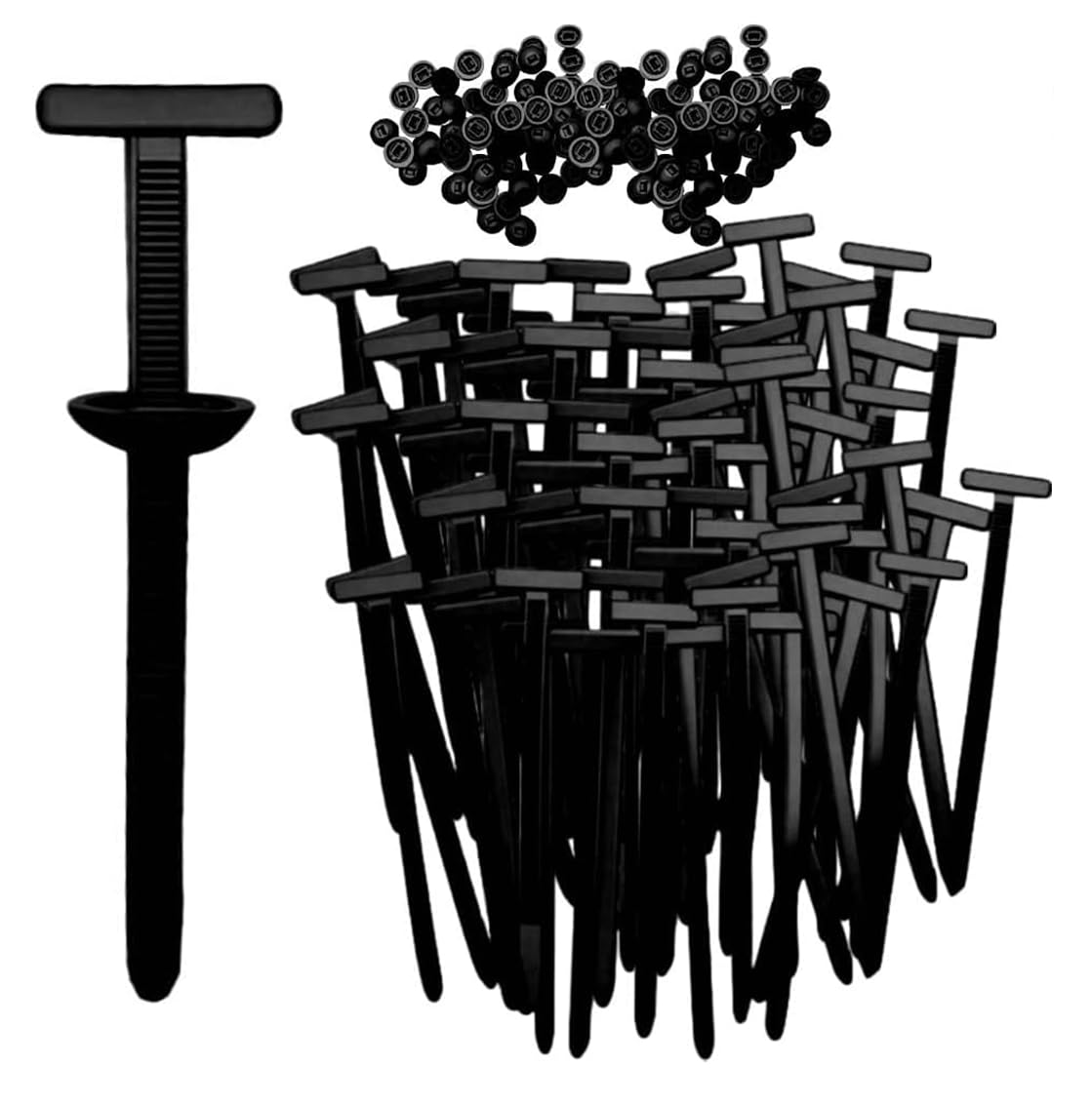 Photo 1 of 100pcs Nylon Universal Cable Tie Buckles, New Multifunctional Nylon Zip Ties With Pin & Button Design Plastic Cable Ties Tool Fasteners Car Body UV Resistant Zipties for Car Daily Repair