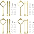 Quluxe 4 Sets 3 Tier Crown ＆ Sunflower Cake Stand Fruit Cake Plate Handle Fitting Hardware Rod Stand Holder with Stylus for DIY Making Cupcake Serving Stand Decoration- Gold