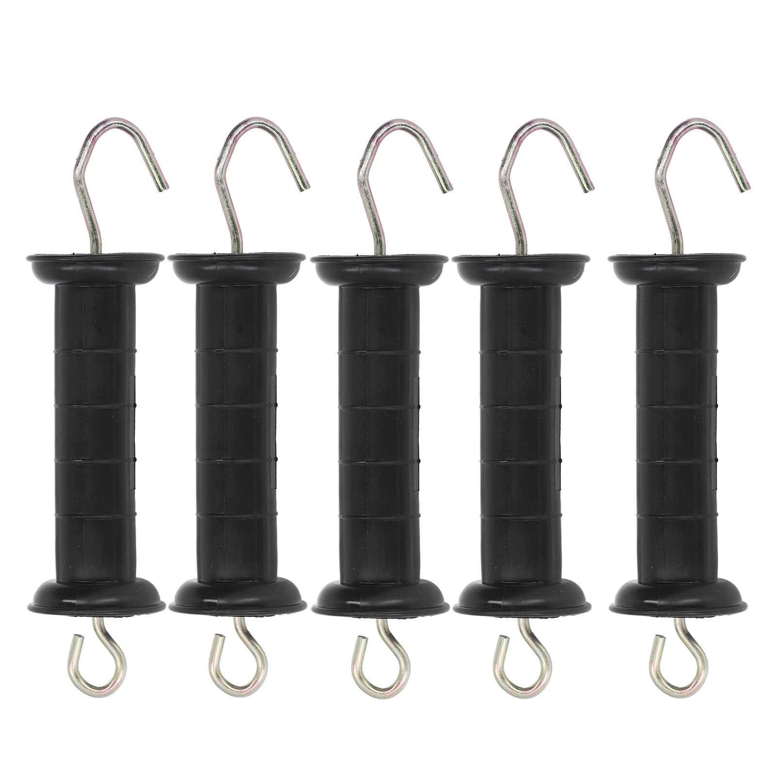 TOPINCN Electric Fence Handle, 5-Pack, Black Galvanized Steel and PP, 24.5 x 5.5cm, Insulated Spring Gate Handles for Ranch Electronic Fencing