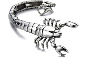 COOLSTEELANDBEYOND Mens Stainless Steel Large Scorpion Bangle Bracelet