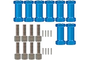UCCKEYI 8 Packs Brass Wheels Hex Hub Extension Offset Hex Drive Adapter Compatible with 1/10 Crawler Car SCX10 Wraith Rc4wd Wraith D90 (Blue,25mm)