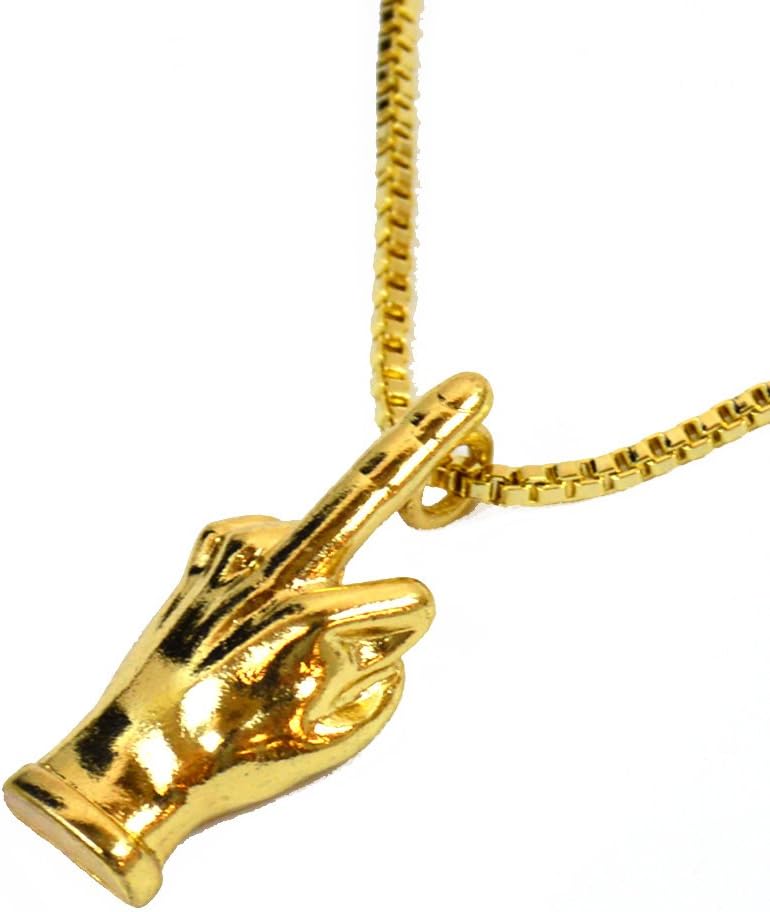Middle Finger Pendant Charm Necklace with Box Chain 24"