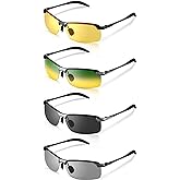 Flutesan 4 Pieces Night Driving Glasses Polarized Walking Glasses Anti Glare Driving Sunglasses for Men UV Protection