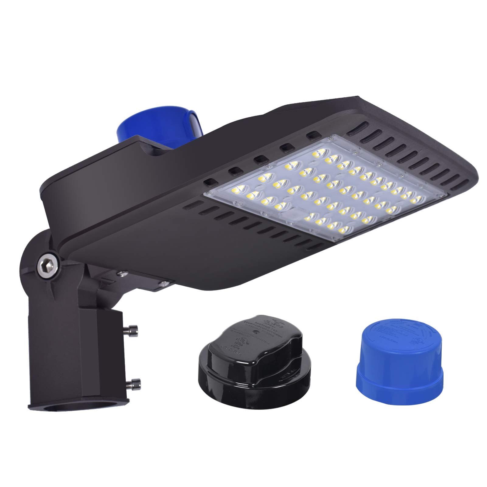 150W Outdoor Parking Lot Lighting, LED Street Light 22,500LM Super Bright 5000K Daylight White AC100-277V with Dusk to Dawn Photocell Replaces 1500W Halide Slip Fit Mount Shoebox Pole Light