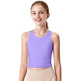 JOCMIC Girls Tank Tops Athletic Tanks with Built-in Bra Double-Lined Racerback Workout Crop Tops for Sports Yoga