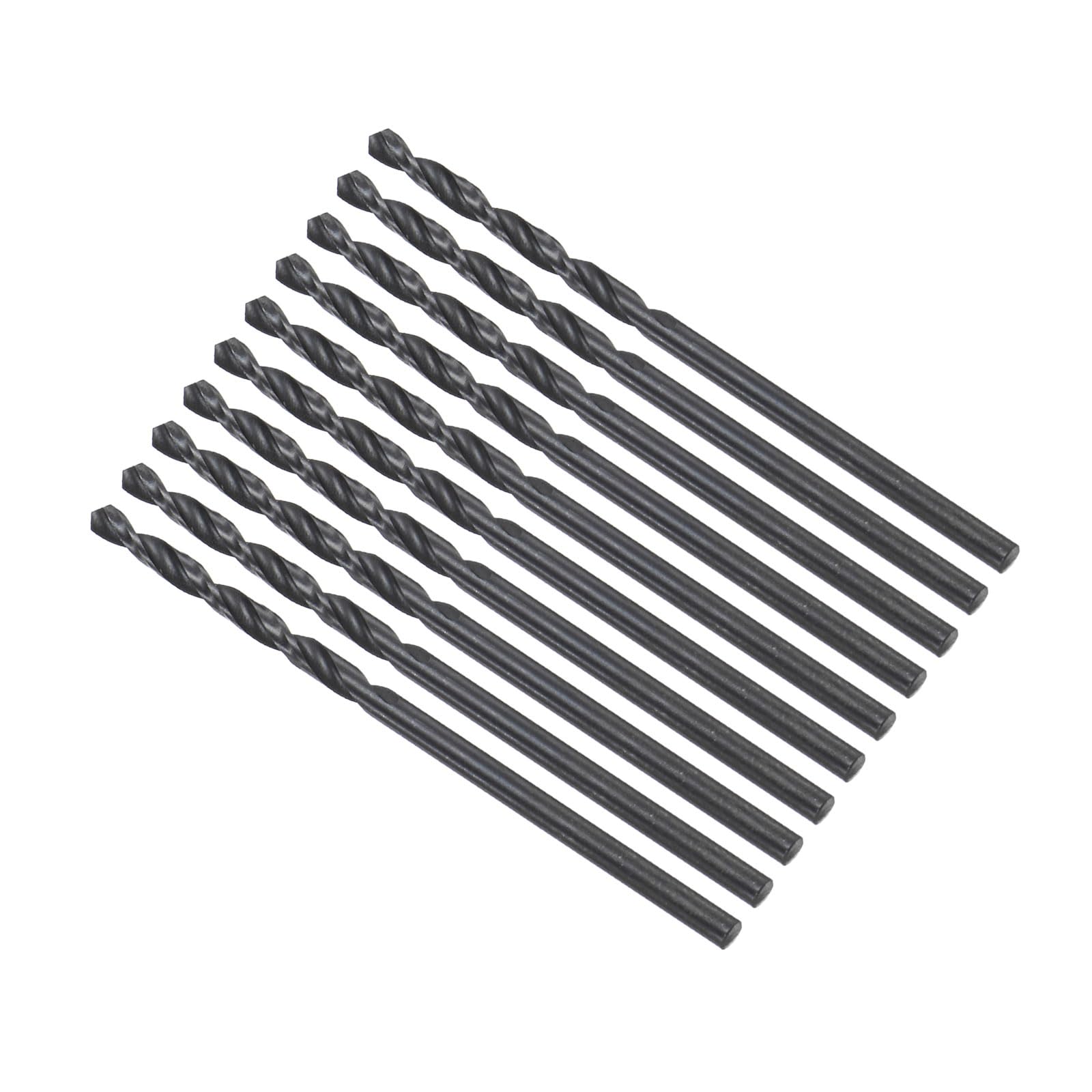 CoCud 6542 High Speed Steel Twist Drill Bits, 2.1mm Diameter 49mm Length, Black Oxide Straight Twist Jobber Drill Bit - (Applications: for Metal Woodwork Plastic Aluminum), 10-Pieces
