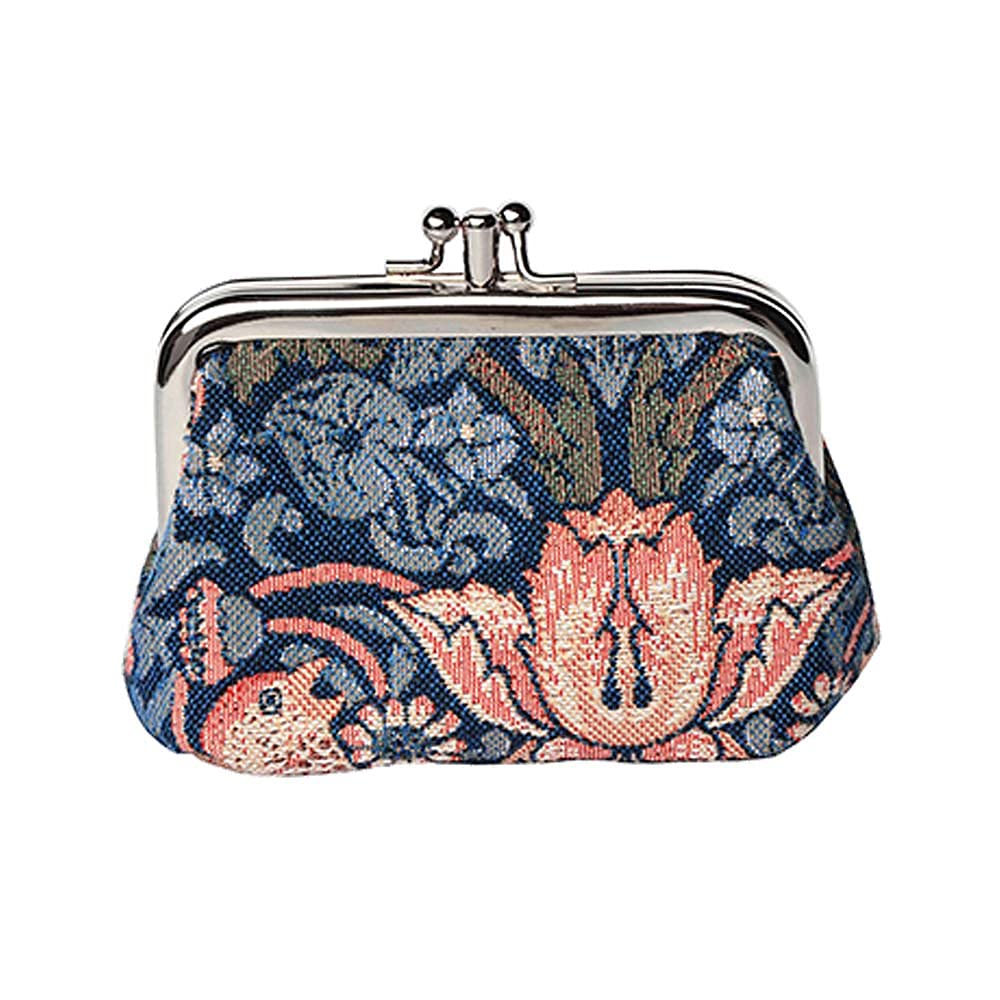Signare Tapestry Cute Exquisite Double Pocket Kiss Lock Coin Purse for Women with William Morris Design