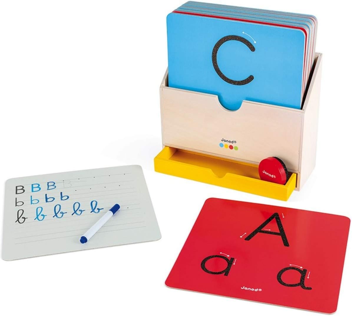 Janod, Essential, Learn to write, Wooden Early Learning Educational Game, Teaches Letters and Reading, Water-based Paint - Image 3