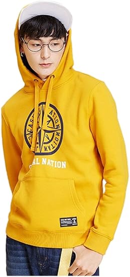 Amazon Formanism カジュアル スポーティー ビビットカラー 細身 フード付き ポイント 紐 パーカー メンズ イエローｍ トレーナー パーカー 通販