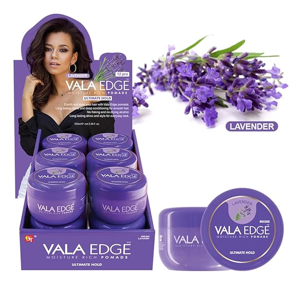 BEAUTY TOWN VALA EDGE CONTROL GEL – ULTIMATE HOLD, HIGH SHINE, BRAIDING POMADE FOR LOCS, BRAIDS, AND EDGES (LAVENDER – 3.38 FL OZ)