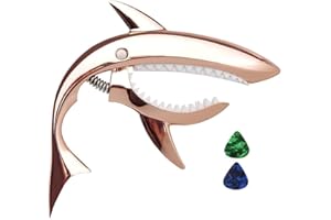 Imelod Zinc Alloy Guitar Capo Shark Capo for Acoustic and Electric Guitar with Good Hand Feeling, No Fret Buzz and Durable(Rose Gold)