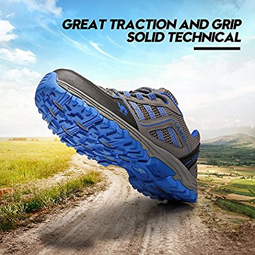 CAMEL CROWN Men/Womens Outdoor Hiking Shoes Breathable Walking Sneakers Lightweigh (10.0 D(M) US, Dark Grey/Sapphire Blue)