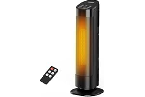 GRIDR 1500W Space Heater, 24" Portable Electric Heaters for Indoor Use with Thermostat and Remote, 3 Modes, 35dB Quiet, 12H Timer, PTC Ceramic Fast Safty Heater for Office Bedroom Large Room Home