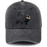 AIMASTZ Black Cat Hat, Embroidered Baseball Cap for Men Women | Adjustable Cotton Baseball Cap, Gifts For Cat Lovers