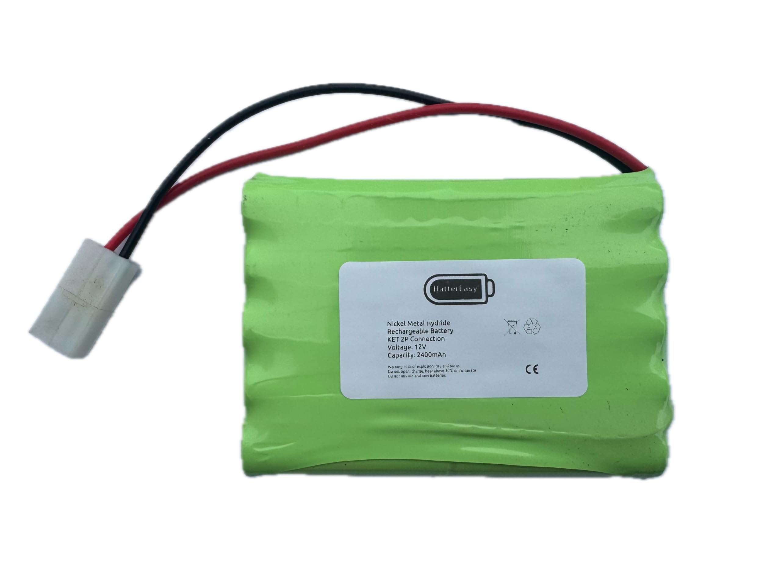 12V 2400mAh NI-MH Rechargeable Battery with KET 2P Connection, AA RC Battery for Remote Control Toys and Power Tools, Construction truck, Dump Truck and Climbing Vehicle