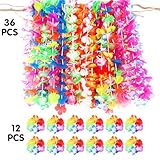 Luau party supplies-36ct tropical hawaiian luau flower leis +12ct luau lei bracelets,hawaiian luau party decorations party favors