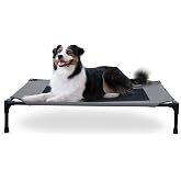 K&amp;H Outdoor Elevated Dog Bed for Medium &amp; Large Pets, Gray, Large 42x30in | Cool comfort outdoors, large dog cot with hammock support, washable dog bed, metal frame, quick-dry mesh