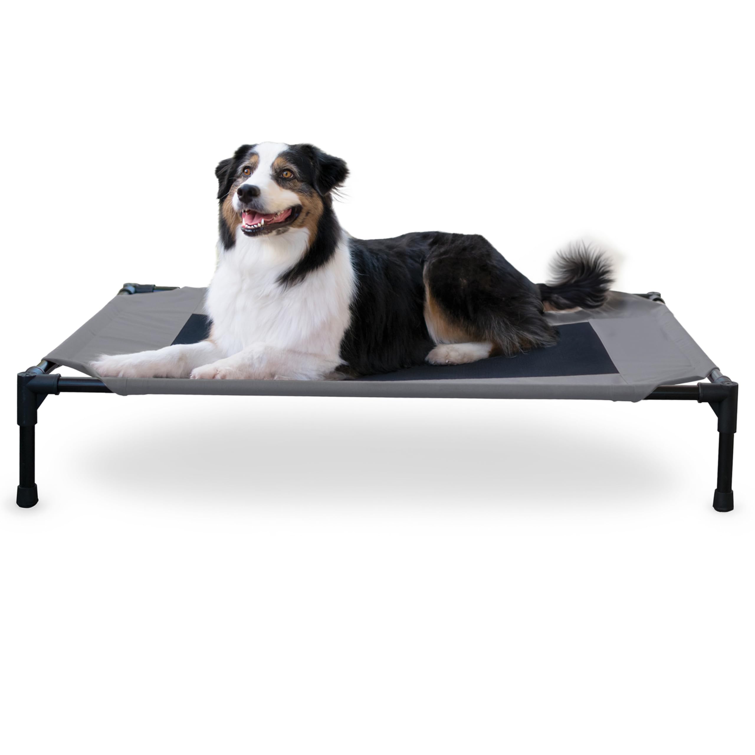 K&H Pet Products Cooling Elevated Dog Bed Outdoor Raised Cot with Washable Breathable Mesh, No-Slip Rubber Feet, Portable Cot Indoor Outdoor, Large Grey/Black Mesh — image 1