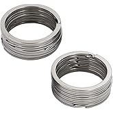 DGOL 50pcs 1-1/4 inch (32mm) 304 Stainless Steel Keychain Chain Cord Flat Key Rings Webbing Wire Keyring Hook