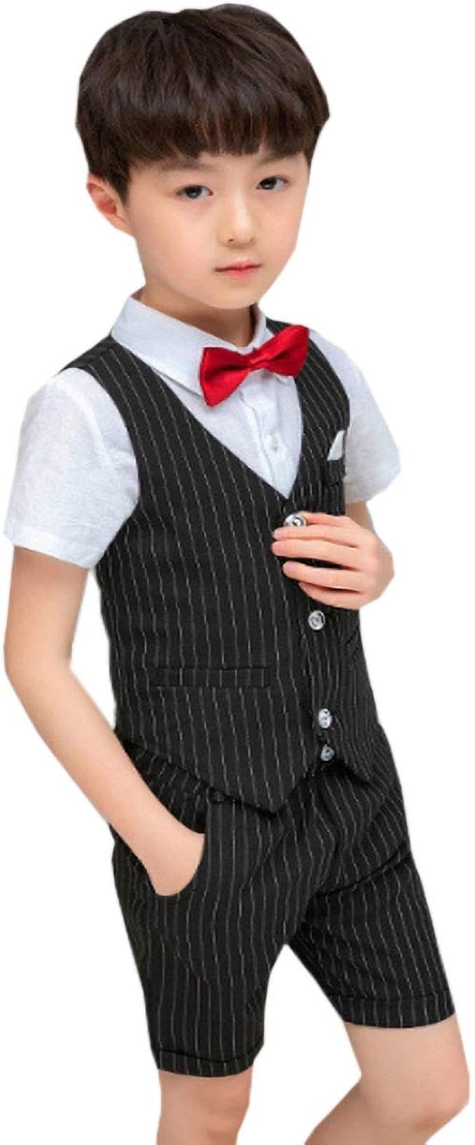 Amazon 男の子 紳士 夏 子供服 結婚式 初節句 ４点セット キッズ 子供 スーツ フォーマル 男児 タキシード 男の子 ボーイ セット お受験 上下セット フォーマル 通販