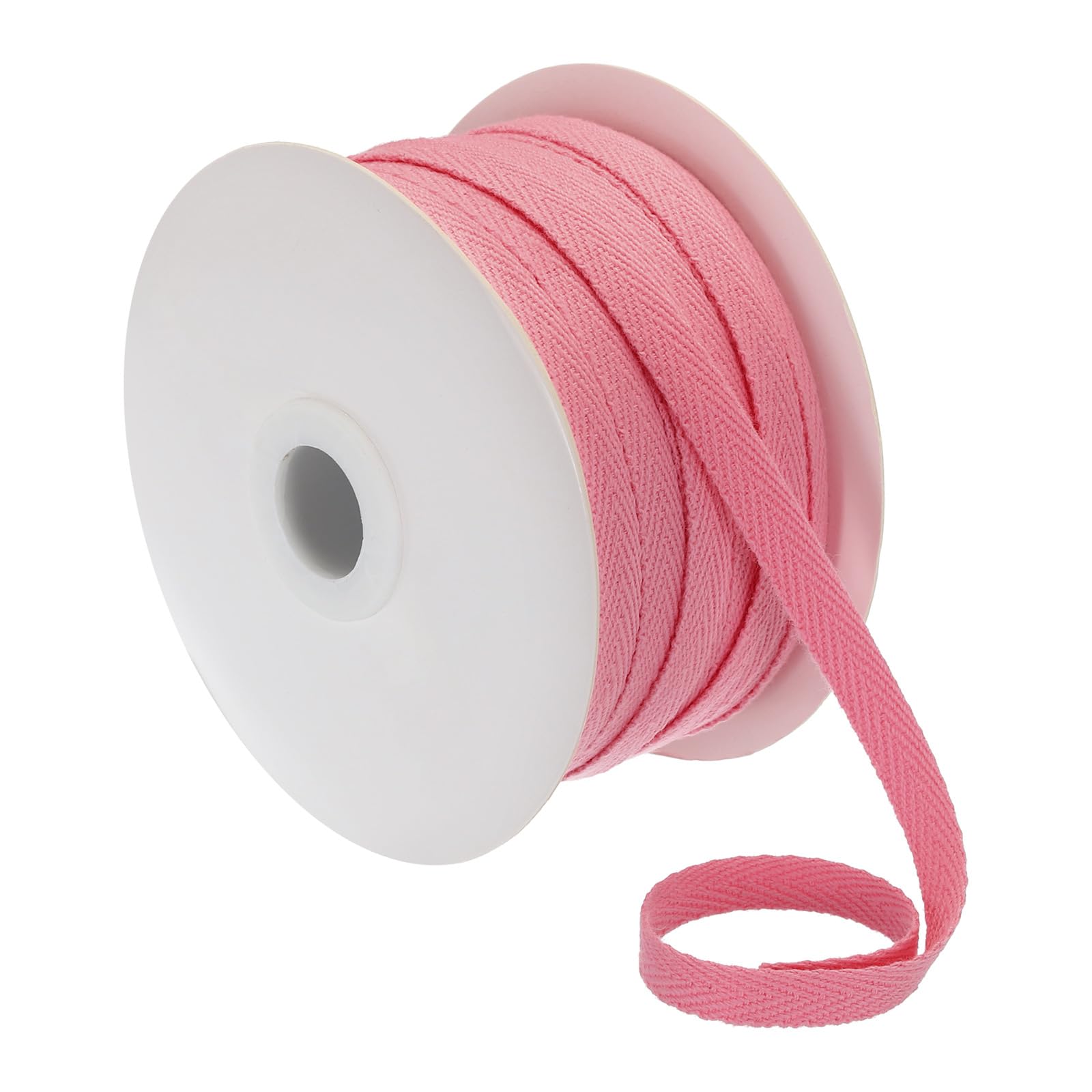 PATIKIL Cotton Twill Tape 1/4 Inch 50 Yards 100% Cotton Ribbon Bias Tape Herringbone Webbing Trim for Sewing Gift Wrapping, Pink