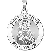 PicturesOnGold.com Saint Victoria Religious Medal - 2/3 Inch Size of Dime, Sterling Silver