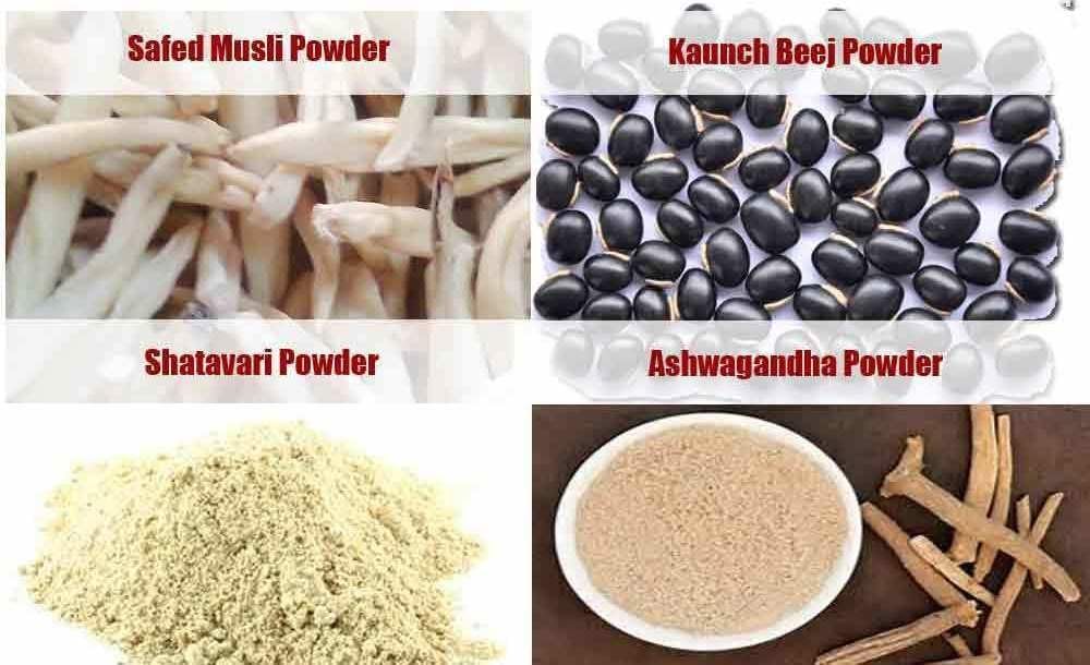 Jadibuti Shatavar, Safed Musli, Kaunch Beej & Ashwagandha Powders (50 GM)Combo