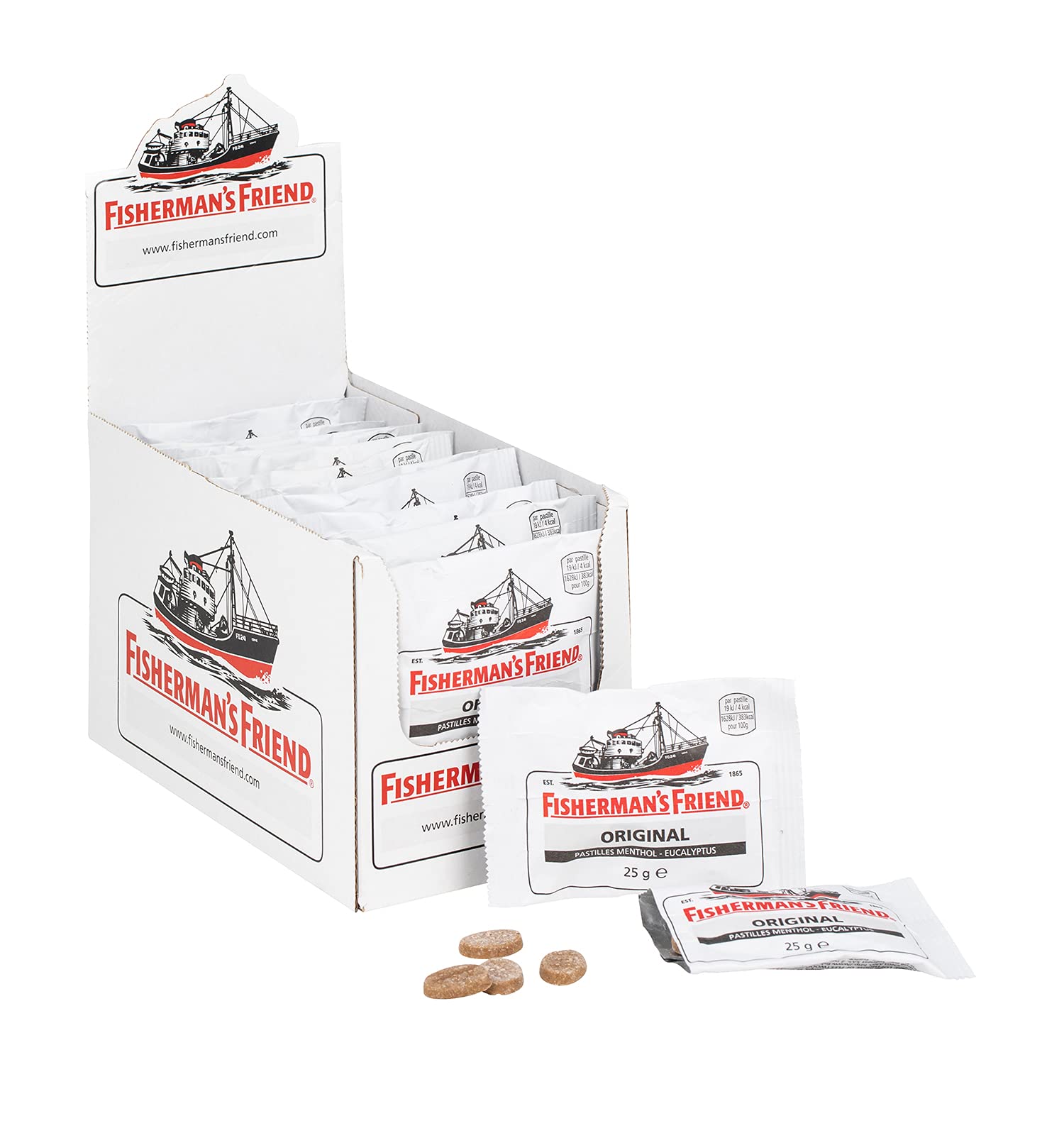 Fisherman’s Friend Original Extra Strong Lozenges, Menthol & Eucalyptus Throat Lozenges, Pack of 24