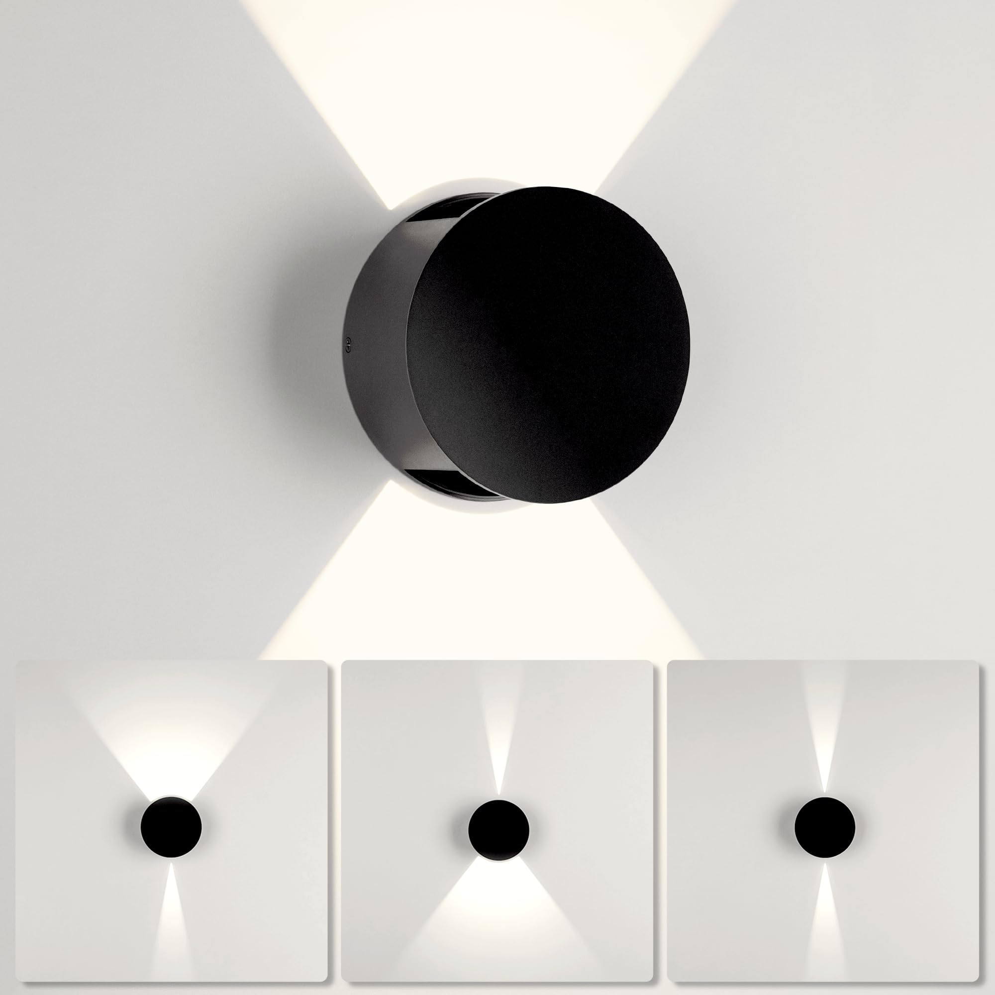 Photo 1 of Tubicen Black Round Wall Sconce, Beam-Adjustable Small Wall Mount Light Fixture, 6W LED Dimmable Movie Theater Sconces for Living Room Bedroom Hallway Stairway (Hardwired)