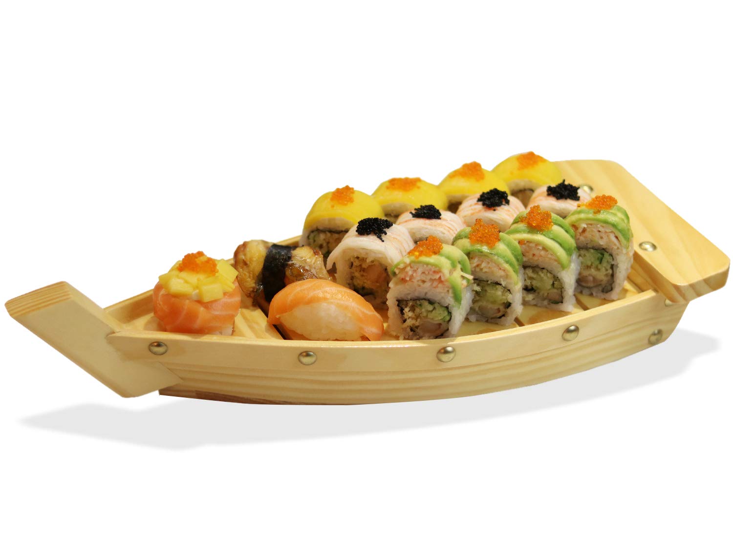 Photo 1 of Kichgather 16.5“ Wooden Sushi Serving Tray Boat Plate for Restaurant or Home