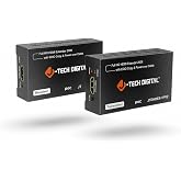 J-Tech Digital HDMI Extender Over CAT5e/6/7 with PoC 1080P@60Hz up to 165ft, HDMI Balun Over Single Ethernet Supports EDID Copy Compatible with Dolby Digital DTS [JTDHDEX-1PV2]