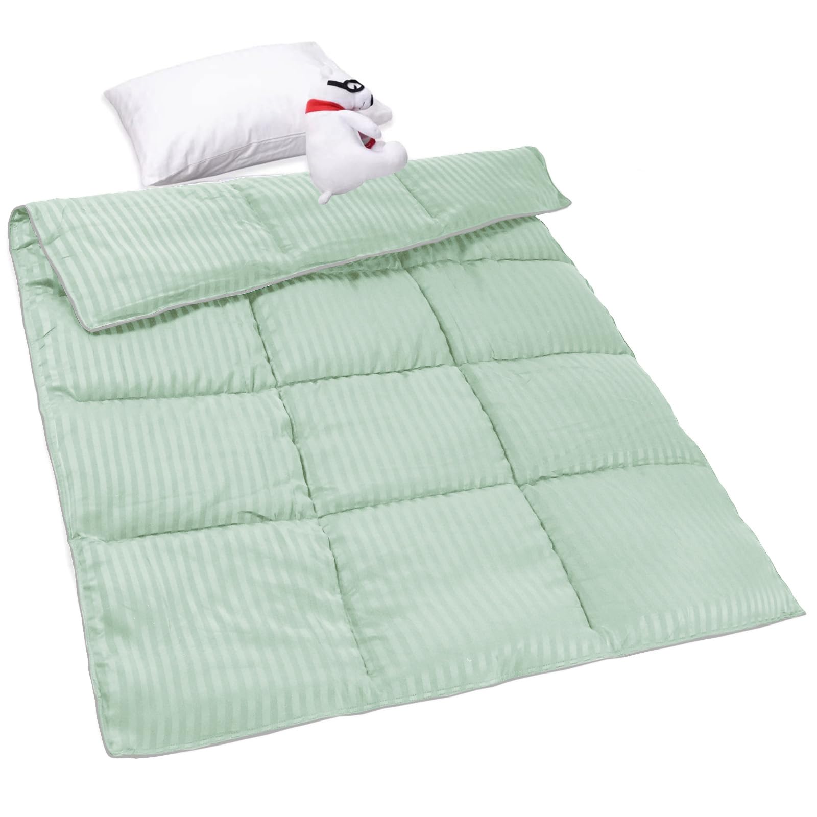 Photo 1 of ZPECC Toddler Down Alternative Comforter, 39x47 Hypoallergenic Baby Blanket Quilt, Soft Breathable Lightweight All Season Kids Duvet Insert for Crib Stroller Cot Daycare, Green Stripe