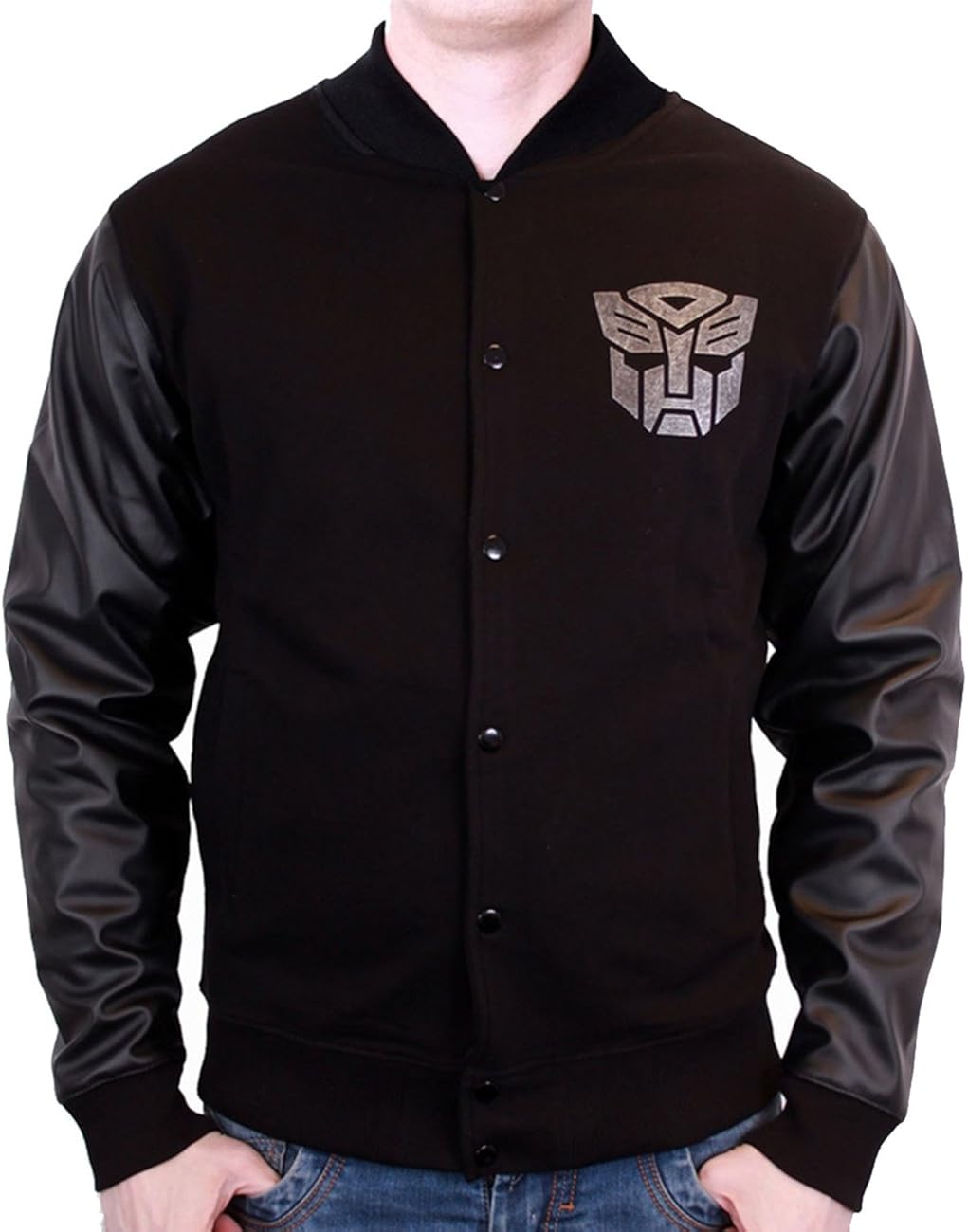 Transformers Men's Varsity Jacket Black Black Black Small Amazon.co.uk Clothing