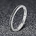 WOSTU 2MM Thin Band Eternity Rings 925 Sterling Silver Black Cubic Zirconia Egagement Rings Stackable
