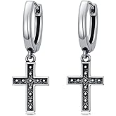Cross Earrings 925 Sterling Silver Dangle Cross Earrings Religious Jewelry for Men Women