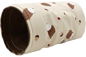 YMID SELECT Small Animal Hideout Tunnel Collapsible Pet Play Toy Tunnel Tube for Dwarf Rabbit Hamster Guinea Pig Chinchilla Sugar Glider Hedgehog Supplies (Beige)