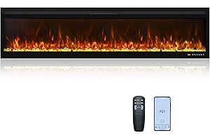 Oxhark Flame Linear Electric Fireplace 72 Inch, APP & Touch Screen & Remote Control, 13X13 Flame Color Combinations, Timer & Thermostat Fireplace Heater