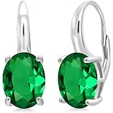 Gem Stone King Leverback Drop Dangle Earrings For Women | 925 Sterling Silver | 11X9MM Oval Gemstone Birthstone | Fine Jewelry Gifts for Her Mom Women Wife