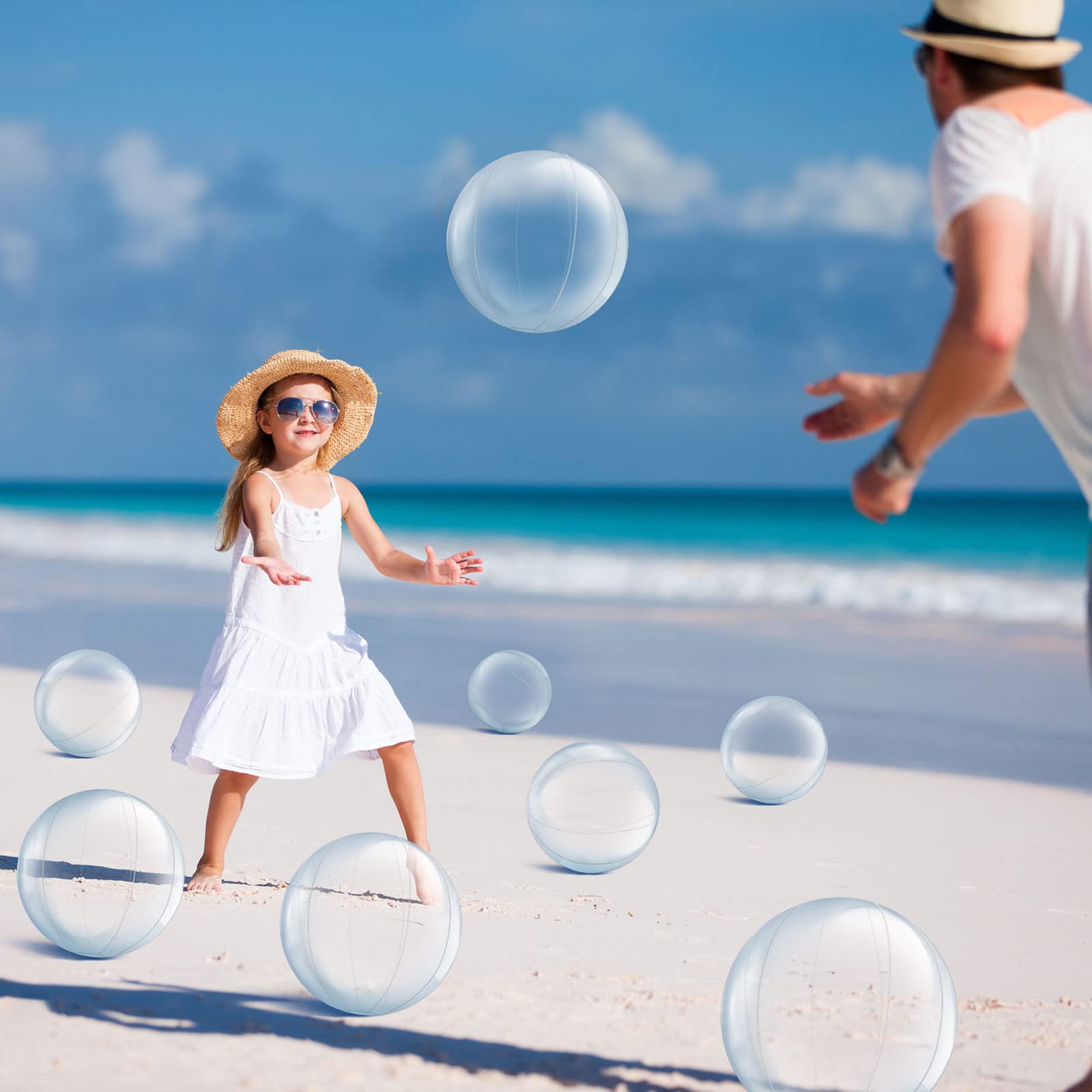 Yinder 24 Pieces Inflatable Beach Ball 6 Inches Pool Floating Ball Under The Sea Party Decorations Bubble Ocean Summer Pool Toys Party Supplies (Classic,Clear)