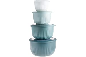 COOK WITH COLOR Prep Bowls with Lids- 8 Piece Nesting Plastic Small Mixing Bowl Set with Lids (Teal Ombre)