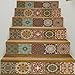yazi Peel and Stick Tile Backsplash Stair Decals Brick Pattern Stair Riser Refurbished Stair Treads Decals 7''W x 39''L Arabic Style Wallpaper (Set of 6) (Arabic Style Tile)